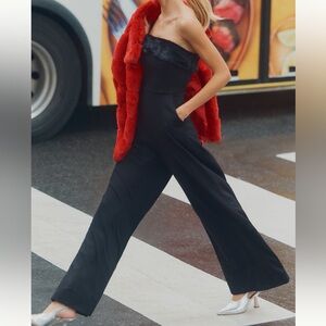 Hutch fake fur Strapless Jumpsuit